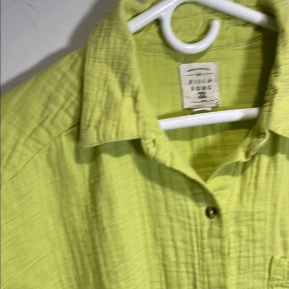 Lime Green 100% cotton Button-Up Shirt L and Shorts M Set - Picture 3 of 10